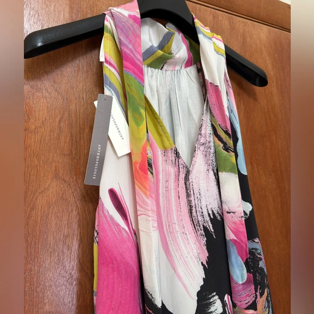 Anthropologie Multicolor Asymmetrical Shell 100% Silk Dress - Picture 8 of 16